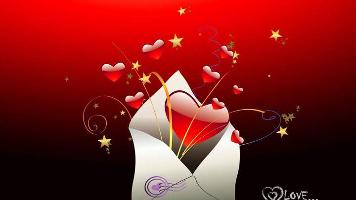 Red Heart Box And Red And Black Background